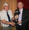 Stanley Aspinall is presented with the Ciaran Duffin Cup by Philip Maguire.
