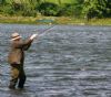Barney McNicholl hooks a trout.