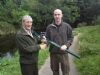Patsy McCann founder member of Moyola Angling Assocaition with Steven Brennan winner of the charity competition